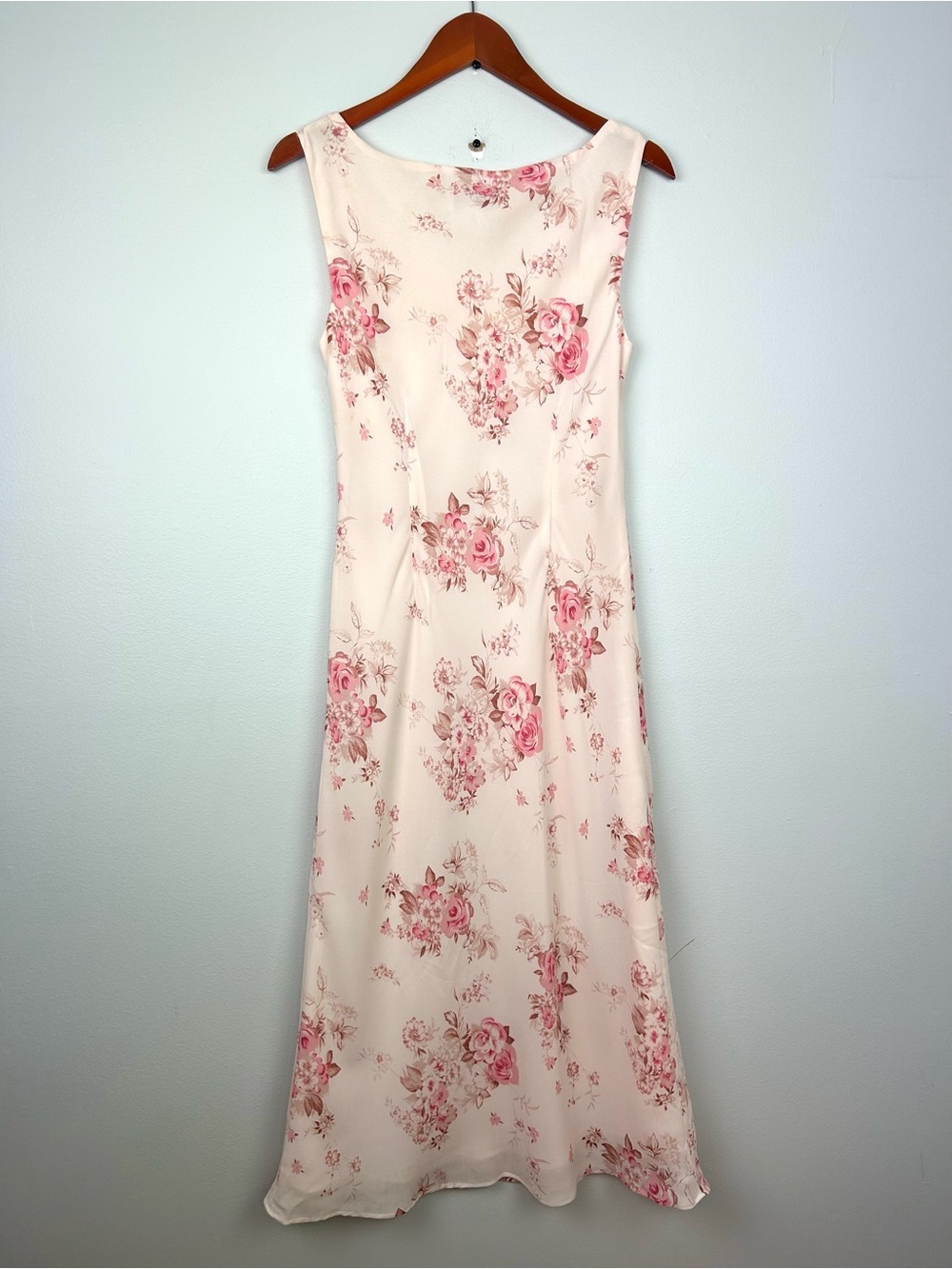 Casual corner annex vintage sleeveless midi  dress 8 floral Blush pink V-Neck - Picture 6 of 11